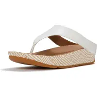 Original Brands Lulu Lux Graphic-Weave Leather Toe-Post Sandals Dames Sandalen - Urban Wit