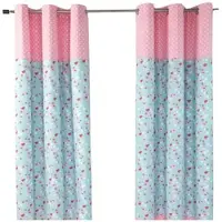 Homescapes gordijnen vogels & bloemen roze blauw set van 2 182 x 137 cm