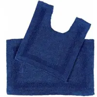 Homescapes 2 st. Badkamerset donkerblauw gemaakt van 100% katoen