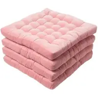 Homescapes stoelkussens – set van 4 zitkussens – fluweel – roze – 40x40 cm – met lint – voor eetkamer & buitengebruik