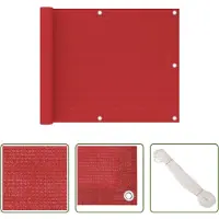The Living Store Living Store Balkonscherm met uitzichtbeperking, rood, 75x600 cm, HDPE