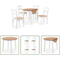 The Living Store Living Store Eetset, 5-delig, van MDF en rubberhout, wit