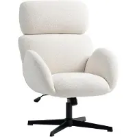 HOMCOM Bureaustoel Polyester, Staal 68L x 67B x 103-113H cm Roomwit