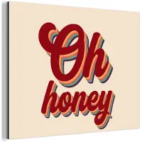 MuchoWow Aluminium schilderij 40x30 cm - Wanddecoratie metaal - Oh honey - Rood - Schaduw - Metalen muurdecoratie woonkamer - Decoratie industrieel - Foto op dibond - Industriële accessoires slaapkamer