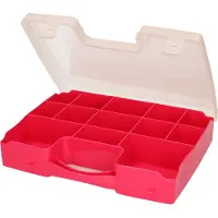 PlasticForte 1x Opbergkoffertje/opbergboxen met kliksluiting 13-vaks fuchsia roze - Opbergbox