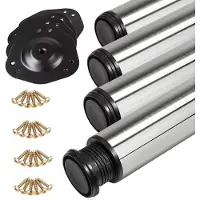 Sotech 4 stuks tafelpoten hoogte 1100 mm Ø 60 mm echt roestvrij staal met anti-vingerafdrukcoating belastbaar tot 300 kg (75 kg per stuk) met 32 mm hoogteverstelling