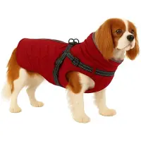 Flamingo winterjas voor honden, kleur rood, 40 cm – waterdicht, reflecterend, verstelbaar