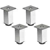 Sotech 4 stuks meubelpoten ZULU 38 x 38 x 100 mm gepolijst chroom, belastbaar tot 100 kg per voet, vitrinekastvoeten bankvoeten kastvoeten