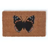 Homescapes - Antislip deurmat van kokosvezel vlinder admiraal