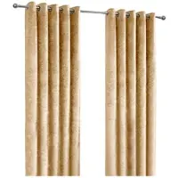 Homescapes luxe goud/mosterd geplet fluwelen paar oogjes, 117 x 137 cm