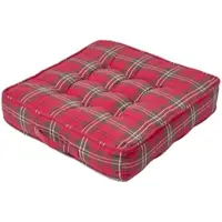 Homescapes Zitkussen tartan rood-groen, 50 x 50 cm – fauteuilkussen met katoenen hoes
