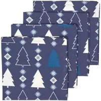 Homescapes Kerstservetten Winterland, set van 4, blauw