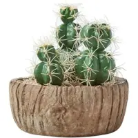 Homescapes Kunstcactusarrangement in pot met houteffect, 15 cm hoog