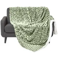 Homescapes Cosy Velvet Triangle Deken - Sherpa Deken Saliegroen 160 x 200 cm