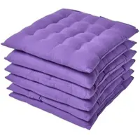 Homescapes stoelkussens – set van 6 zitkussens – katoen – 40x40 cm – paars – met lint – voor eetkamer & buitengebruik