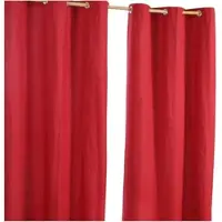 Homescapes gordijnen met oogjes, effen rood, set van 2, 182 x 137 cm