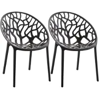 CLP Hope 2er Set stapelbare Tuinstoelen - Weerbestendig & UV-bestendig - Kunststof Stoelen met Armleuningen - Modern Design - zwart