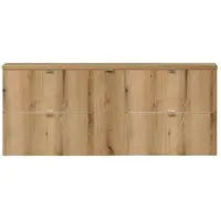 En.casa Dubbele wastafel 'Skelbolu', 140x60x40 cm, met 1 deur en 4 lades, eikenhout