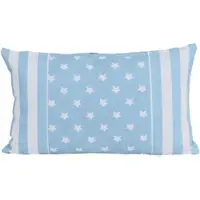 Homescapes Blauwe Ster Kussenhoes met Gestreepte Rand 30 x 50 cm