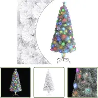 The Living Store Kunstkerstboom met LED-verlichting, wit, 150 cm, met glasvezel