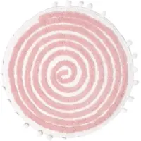 Homescapes Ronde Badmat Spiraal, 60 cm - Badmat Roze met Pompons, Getuft