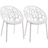 CLP Hope 2er Set stapelbare Tuinstoelen - Weerbestendig & UV-bestendig - Kunststof Stoelen met Armleuningen - Modern Design - wit