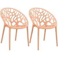 CLP Hope 2er Set stapelbare Tuinstoelen - Weerbestendig & UV-bestendig - Kunststof Stoelen met Armleuningen - Modern Design - perzik