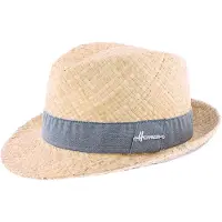 Herman chapeau été petit bord relevé à l'arrière en paille naturelle légère avec ruban uni