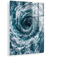 MuchoWow Glasschilderij 30x40 cm - Schilderij acrylglas - Oceaan - Blauw - Draaikolk - Foto op glas - Muurdecoratie woonkamer - Wanddecoratie slaapkamer - Schilderijen