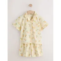 Next - Meisjes - Korte pyjama met doorlopende knopen - Geel