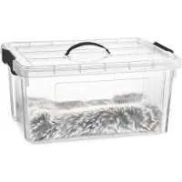 PlasticForte Opslagbox - met deksel - transparant grijs - 34 liter - 53 x 39 x 25 cm - kunststof - opbergdoos - opbergen