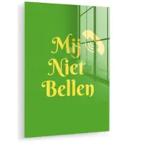 MuchoWow Glasschilderij 120x160 cm - Schilderij acrylglas - Mij niet bellen - Telefoon - Groen - Foto op glas - Muurdecoratie woonkamer - Wanddecoratie slaapkamer - Schilderijen