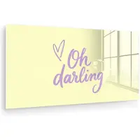 MuchoWow Glasschilderij 40x20 cm - Schilderij acrylglas - Oh darling - Geel - Hart - Foto op glas - Muurdecoratie woonkamer - Wanddecoratie slaapkamer - Schilderijen