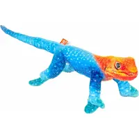 Wild republic Hagedis knuffel - pluche - blauw/oranje - 35 cm - knuffeldier - gekko