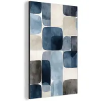 MuchoWow Aluminium schilderij 120x180 cm - Wanddecoratie metaal - Patroon - Blauw - Vierkanten - Metalen muurdecoratie woonkamer - Decoratie industrieel - Foto op dibond - Industriële accessoires slaapkamer