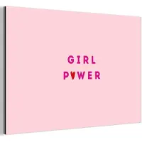 MuchoWow Aluminium schilderij 180x120 cm - Wanddecoratie metaal - Girl power - Roze - Hartje - Metalen muurdecoratie woonkamer - Decoratie industrieel - Foto op dibond - Industriële accessoires slaapkamer