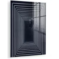 MuchoWow Glasschilderij 120x160 cm - Schilderij acrylglas - Lijnen - Hypnotiserend - Zwart - Foto op glas - Muurdecoratie woonkamer - Wanddecoratie slaapkamer - Schilderijen
