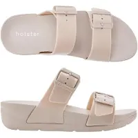 Original Brands Skyhigh vegan comfort slippers dames podologisch goedkeurd waterproof platform badslippers zandkleurig