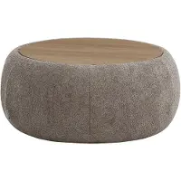 Vente-unique Salontafel met opbergkist in boucléstof en MDF - Taupe - SORIELI