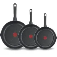 Tefal Day by Day koekenpannenset, 24/28/32 cm, niet geschikt voor inductie, antiaanbaklaag, uitgietranden, aluminium, zwart