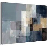 MuchoWow Aluminium schilderij 150x100 cm - Wanddecoratie metaal - Rechthoeken - Abstract - Blauw - Metalen muurdecoratie woonkamer - Decoratie industrieel - Foto op dibond - Industriële accessoires slaapkamer