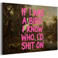 MuchoWow Aluminium schilderij 180x120 cm - Wanddecoratie metaal - Klassiek - Humor - Roze - Metalen muurdecoratie woonkamer - Decoratie industrieel - Foto op dibond - Industriële accessoires slaapkamer