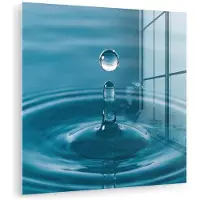 MuchoWow Glasschilderij 50x50 cm - Schilderij acrylglas - Waterdruppel - Water - Oppervlakte - Foto op glas - Muurdecoratie woonkamer - Wanddecoratie slaapkamer - Schilderijen