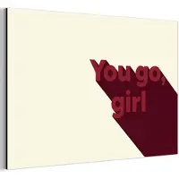 MuchoWow Aluminium schilderij 120x80 cm - Wanddecoratie metaal - you go girl - 3D - Rood - Metalen muurdecoratie woonkamer - Decoratie industrieel - Foto op dibond - Industriële accessoires slaapkamer
