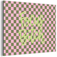 MuchoWow Aluminium schilderij 40x30 cm - Wanddecoratie metaal - Focus - Vakken - Roze - Metalen muurdecoratie woonkamer - Decoratie industrieel - Foto op dibond - Industriële accessoires slaapkamer