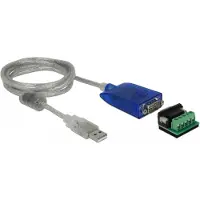 DeLOCK USB-A (m) naar 9-pins SUB-D met moeren (m) seriële RS422/RS485 adapter / FTDI chip / incl. terminal block / ESD protectie / overspanningsbeveiliging - 1,5 meter