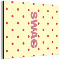MuchoWow Aluminium schilderij 160x120 cm - Wanddecoratie metaal - Swag - Roze - Stippen - Geel - Metalen muurdecoratie woonkamer - Decoratie industrieel - Foto op dibond - Industriële accessoires slaapkamer