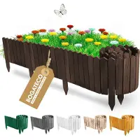 BOGATECO Rollborder houten latten | 10 cm hoog en 200 cm lang | Houten hek | Houten hekwerk Perfect als perkenborder | Donkerbruin