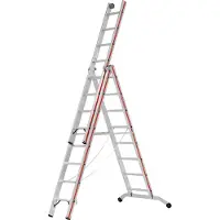 Hymer multifunctionele ladder met wandgeleiders, 3x8 treden/stappen