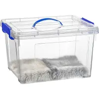PlasticForte Opslagbox - met deksel - transparant blauw - 23.5 liter - 42 x 36 x 25 cm - kunststof - opbergdoos - opbergen
